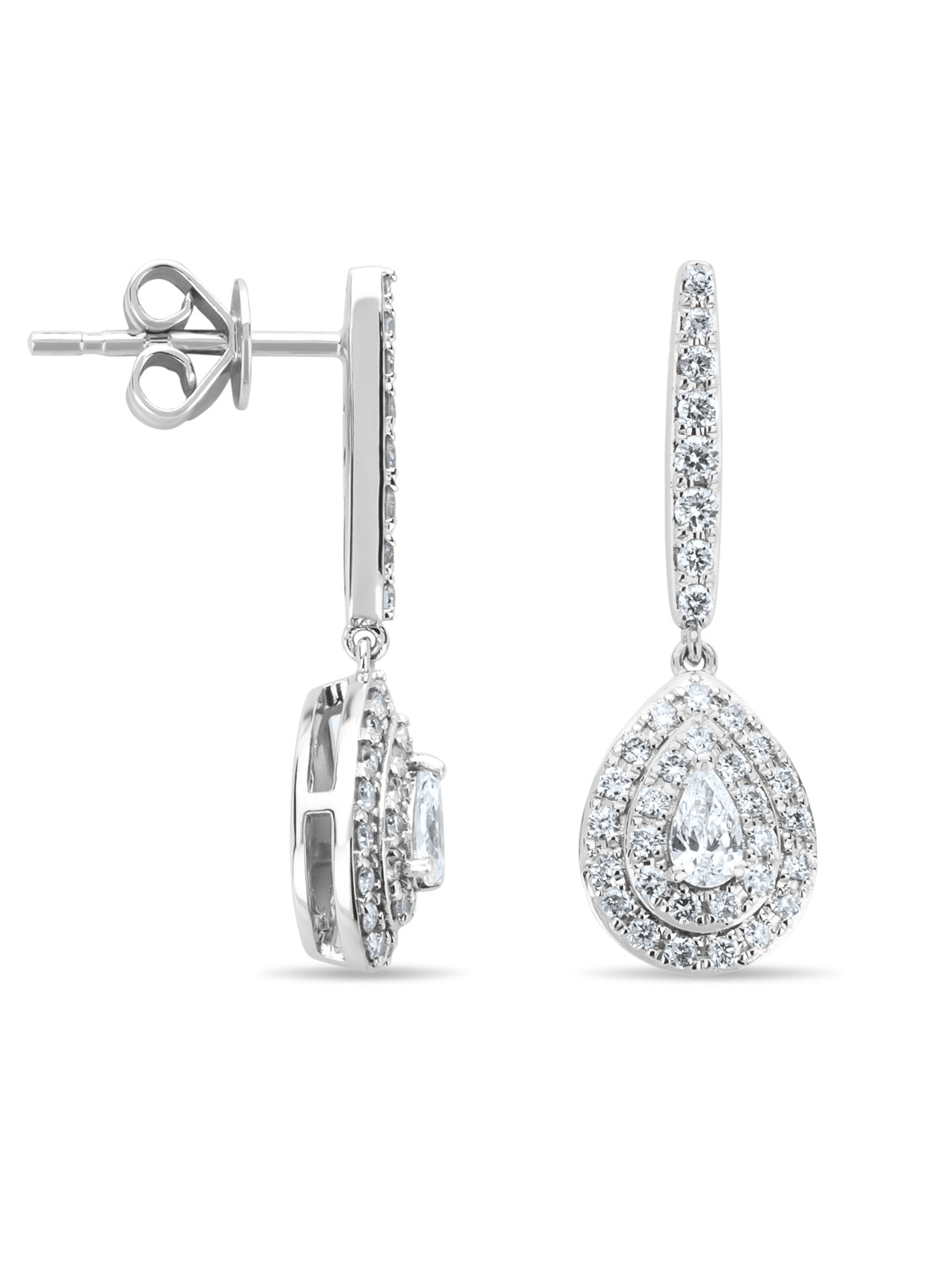 White gold ear jewelry, 0.68 CT Diamond, Petite Romance