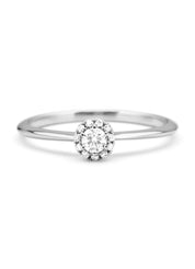 Witgouden ring, 0.15 ct diamant, Starlight