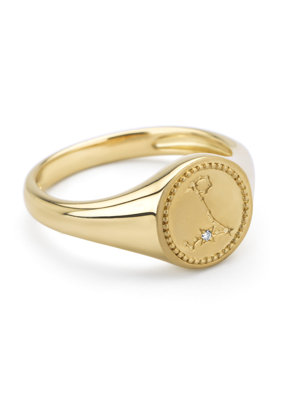 Geelgouden zegelring, Zodiac-Pisces (Vissen)