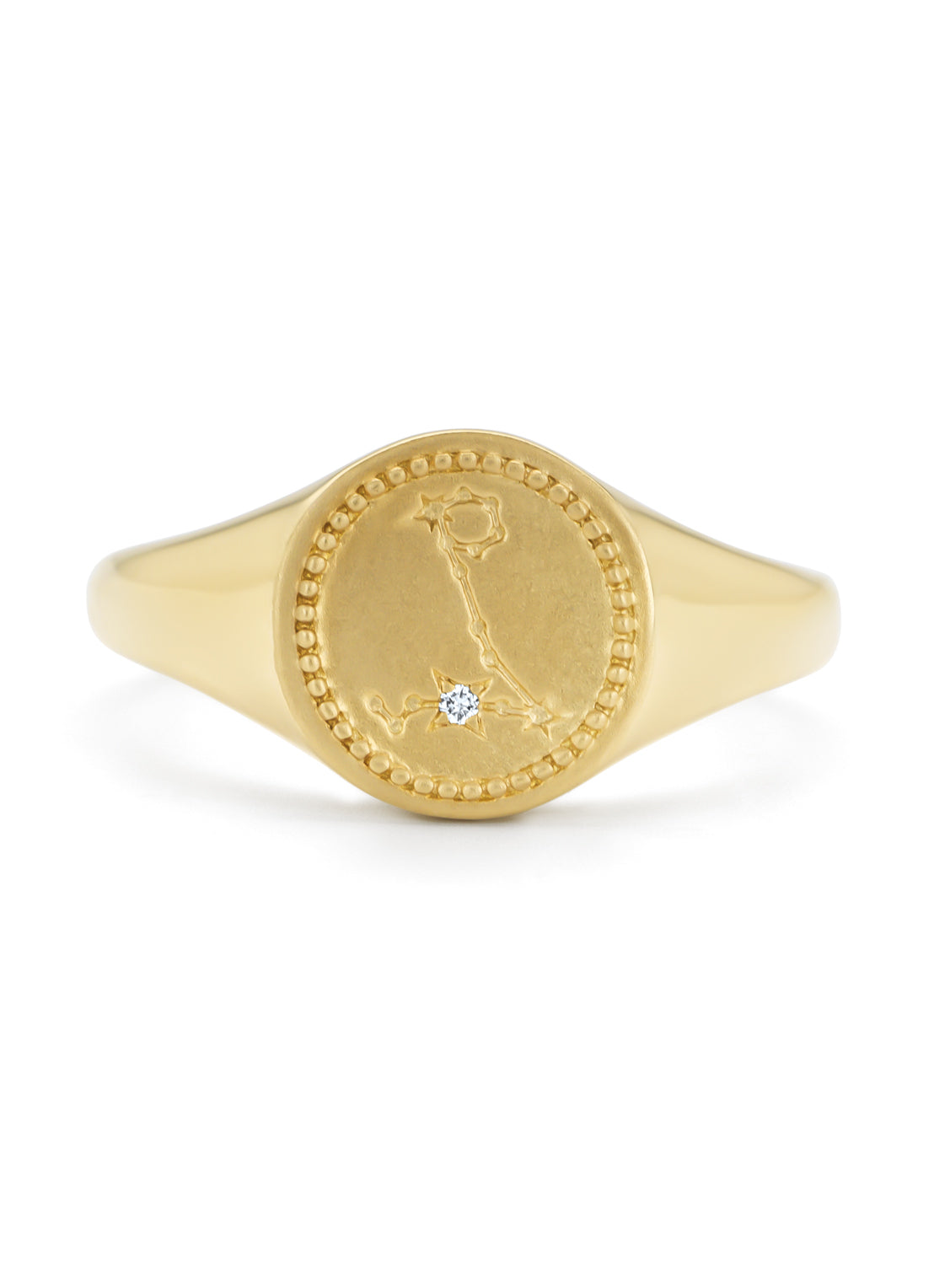 Geelgouden zegelring, Zodiac-Pisces (Vissen)
