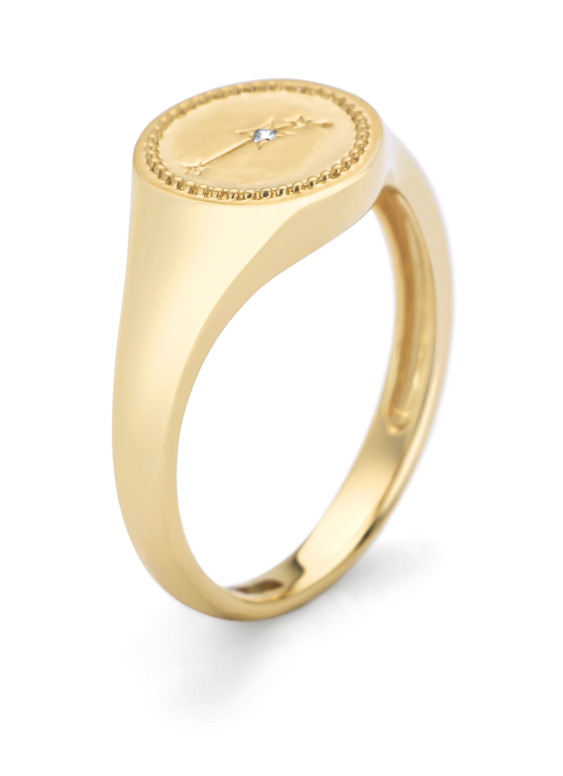 Yellow gold signet ring, zodiac-aries (ram)