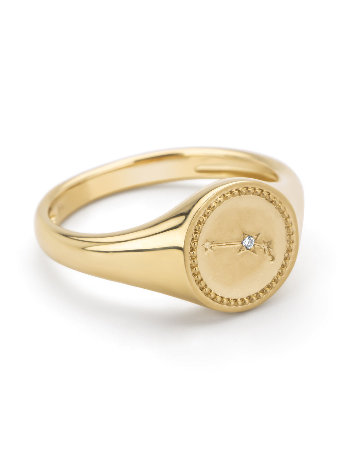 Yellow gold signet ring, zodiac-aries (ram)