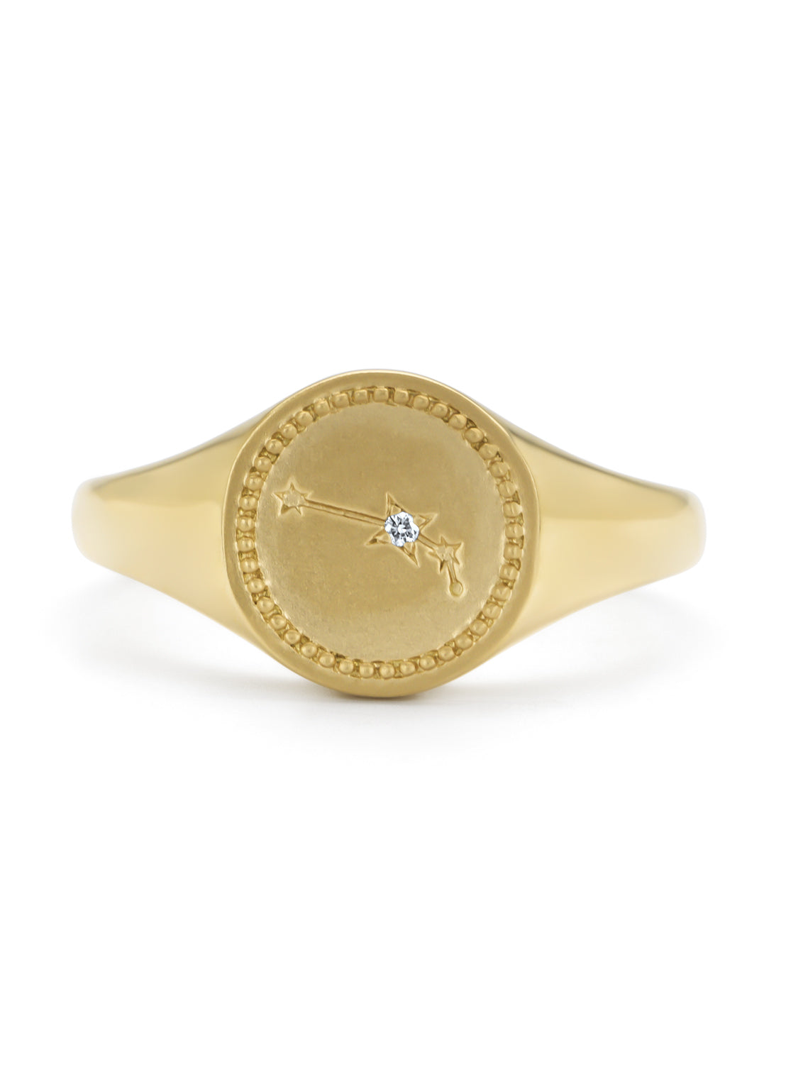 Yellow gold signet ring, zodiac-Aries 