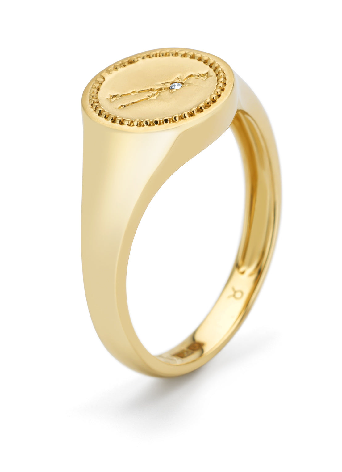 Yellow gold signet ring, zodiac-taurus (bull)