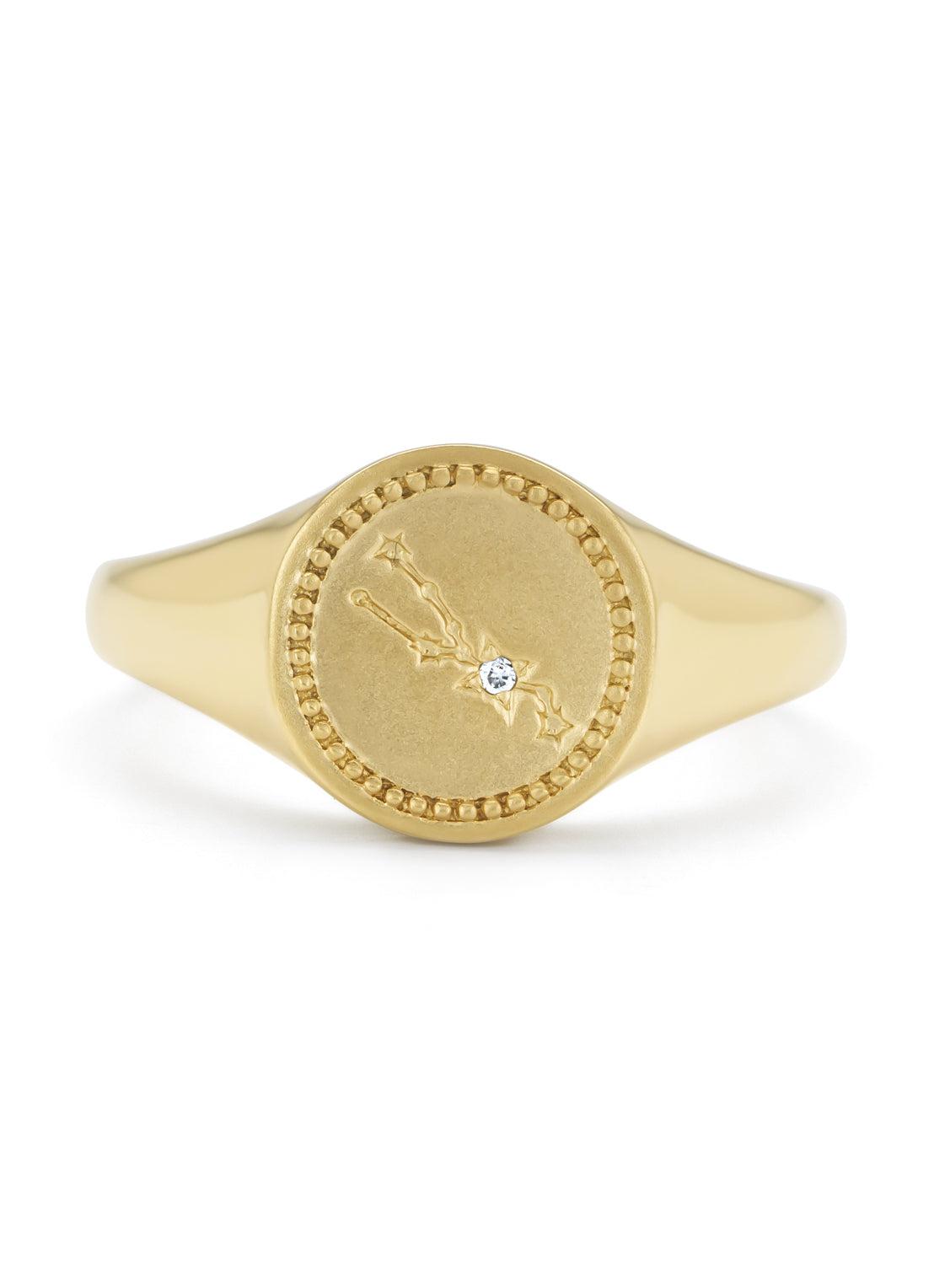 Yellow gold signet ring, Zodiac Taurus
