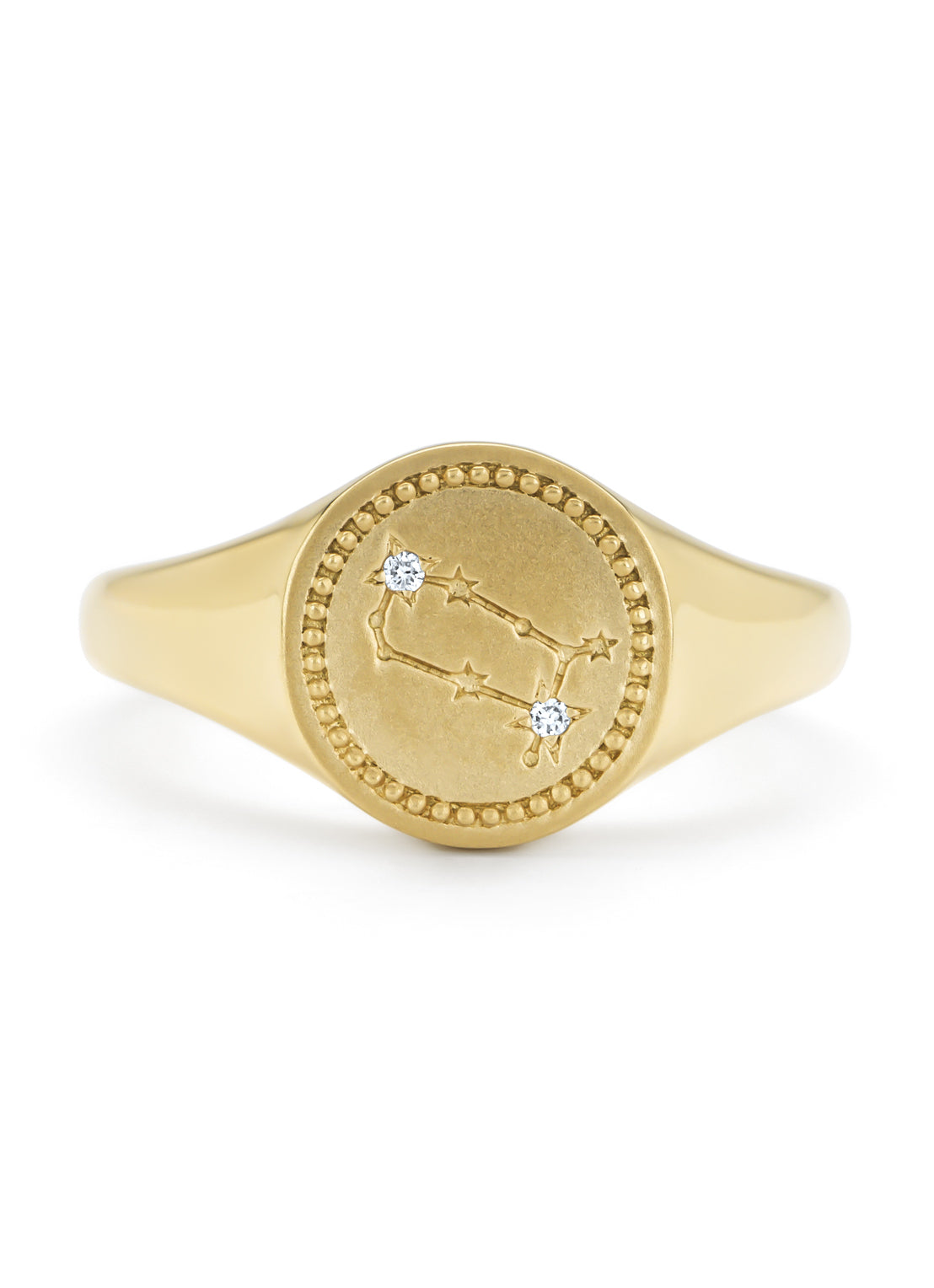 Yellow gold signet ring, zodiac-gemini (twins)
