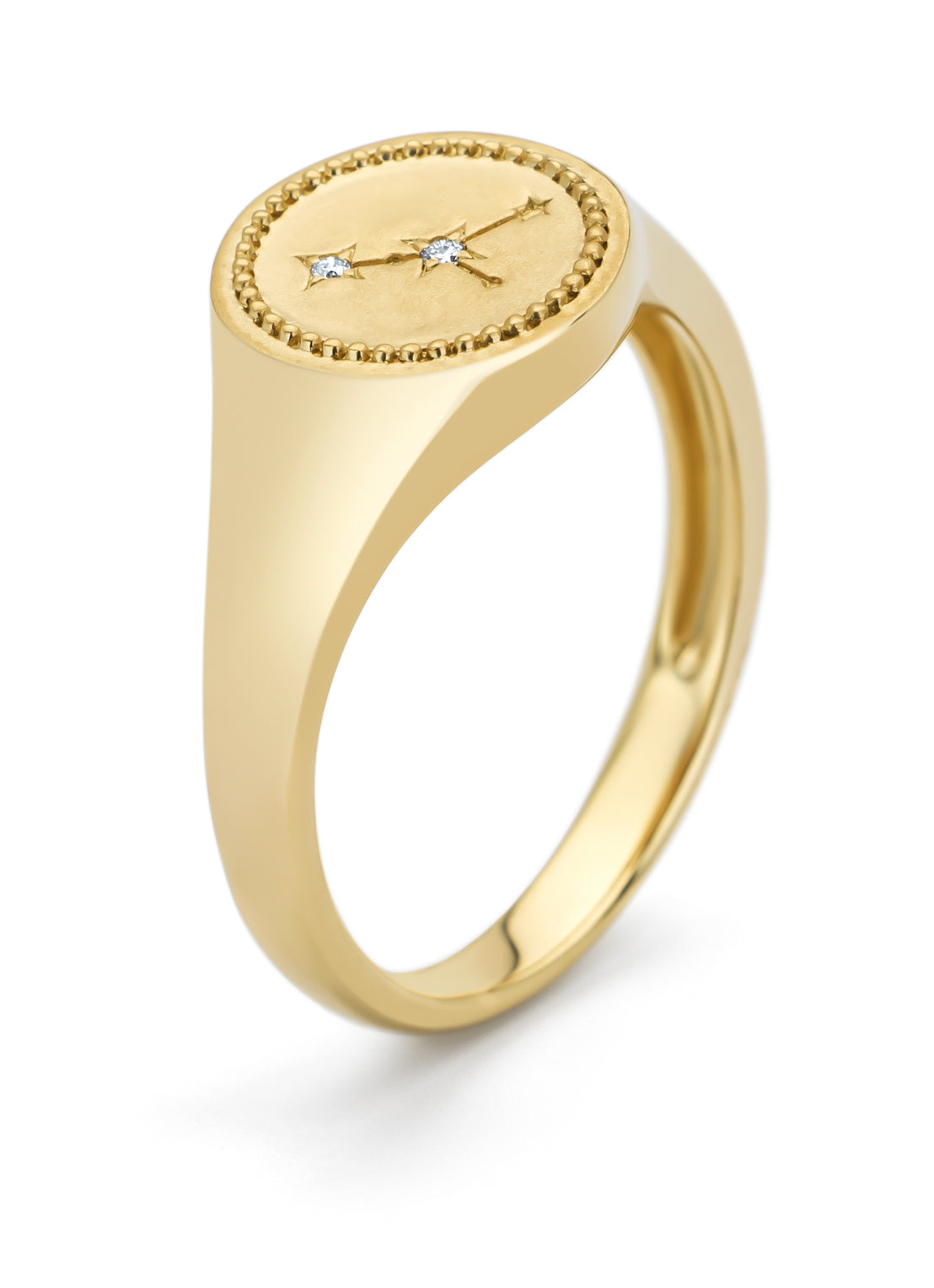 Yellow gold signet ring, zodiac cancer (lobster)
