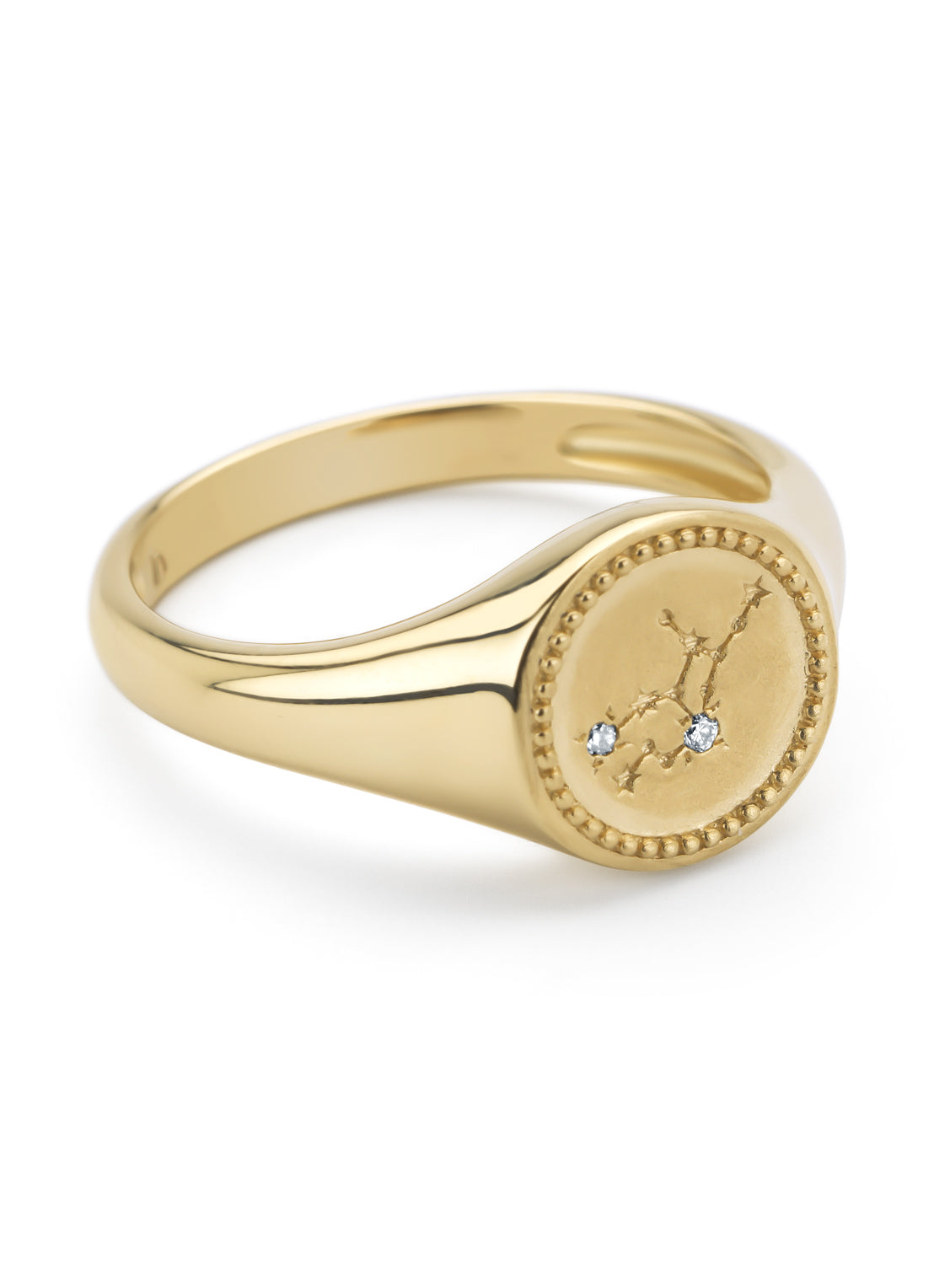 Yellow gold signet ring, zodiac virgo (virgin)
