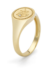 Yellow gold signet ring, zodiac-sagittarius (archer)