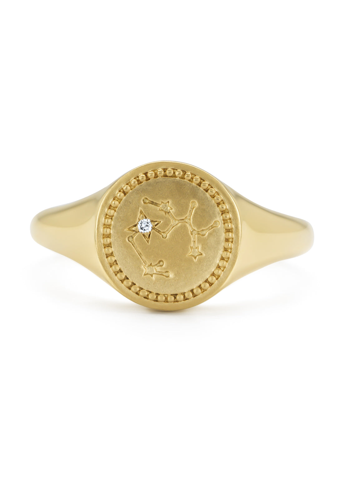 Yellow gold signet ring, zodiac-sagittarius (archer)