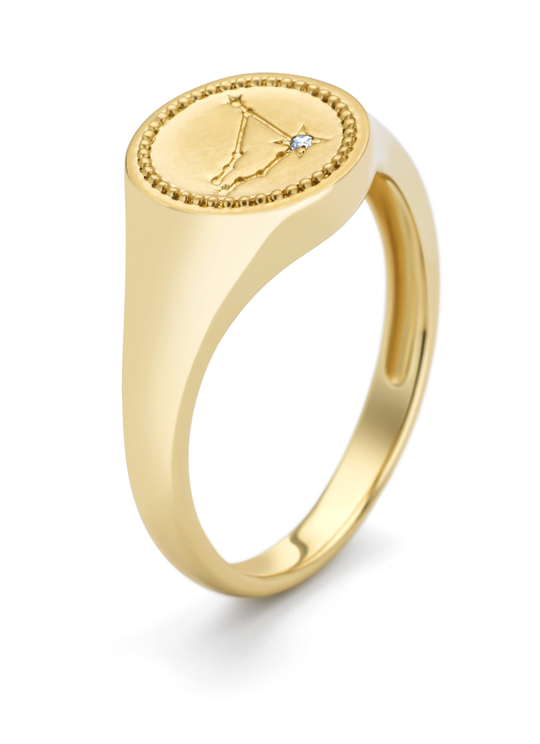 Yellow gold signet ring, zodiac-capricorn (Capricorn)
