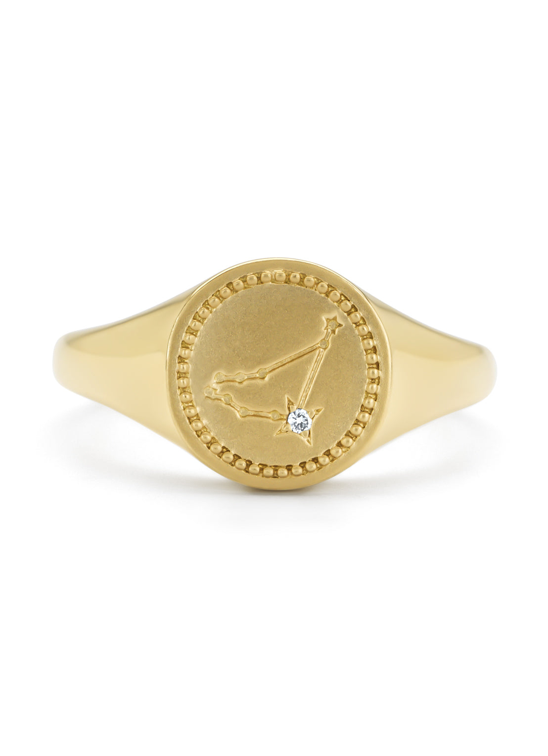 Yellow gold signet ring, zodiac-capricorn (Capricorn)