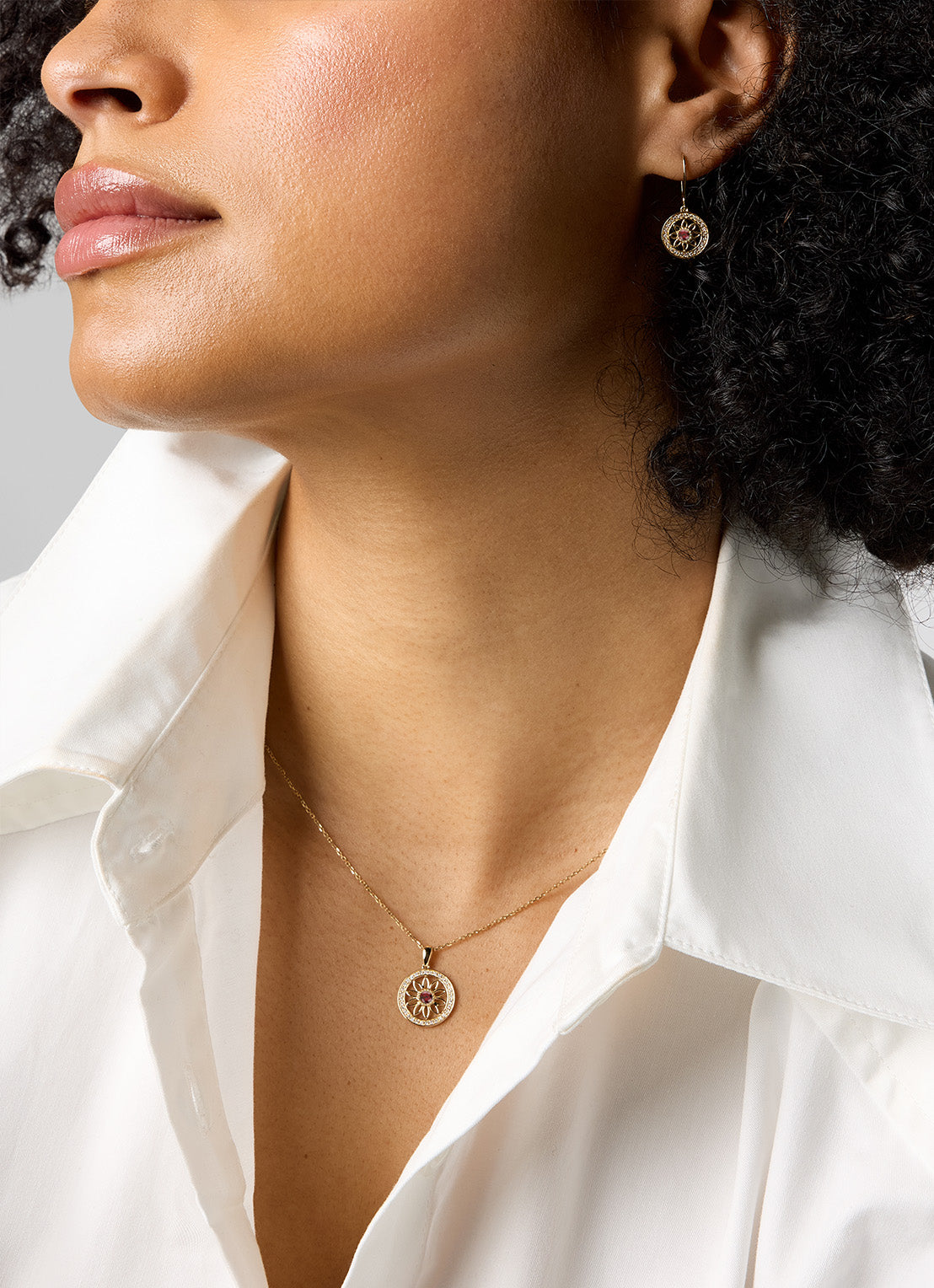 Birthstones yellow gold pendant garnet (January)