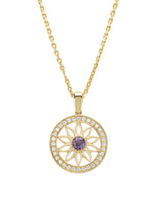 Birthstones Geel gold pendant Purple Amethist (February)
