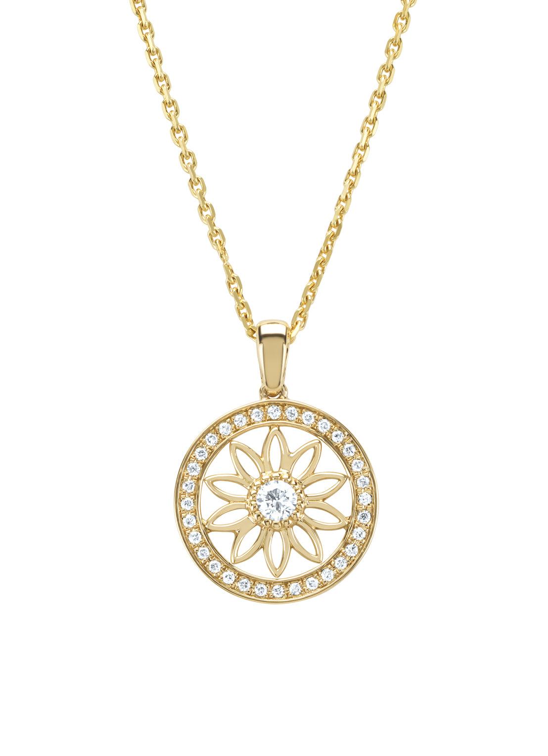 Birthstones yellow gold pendant diamond (April)