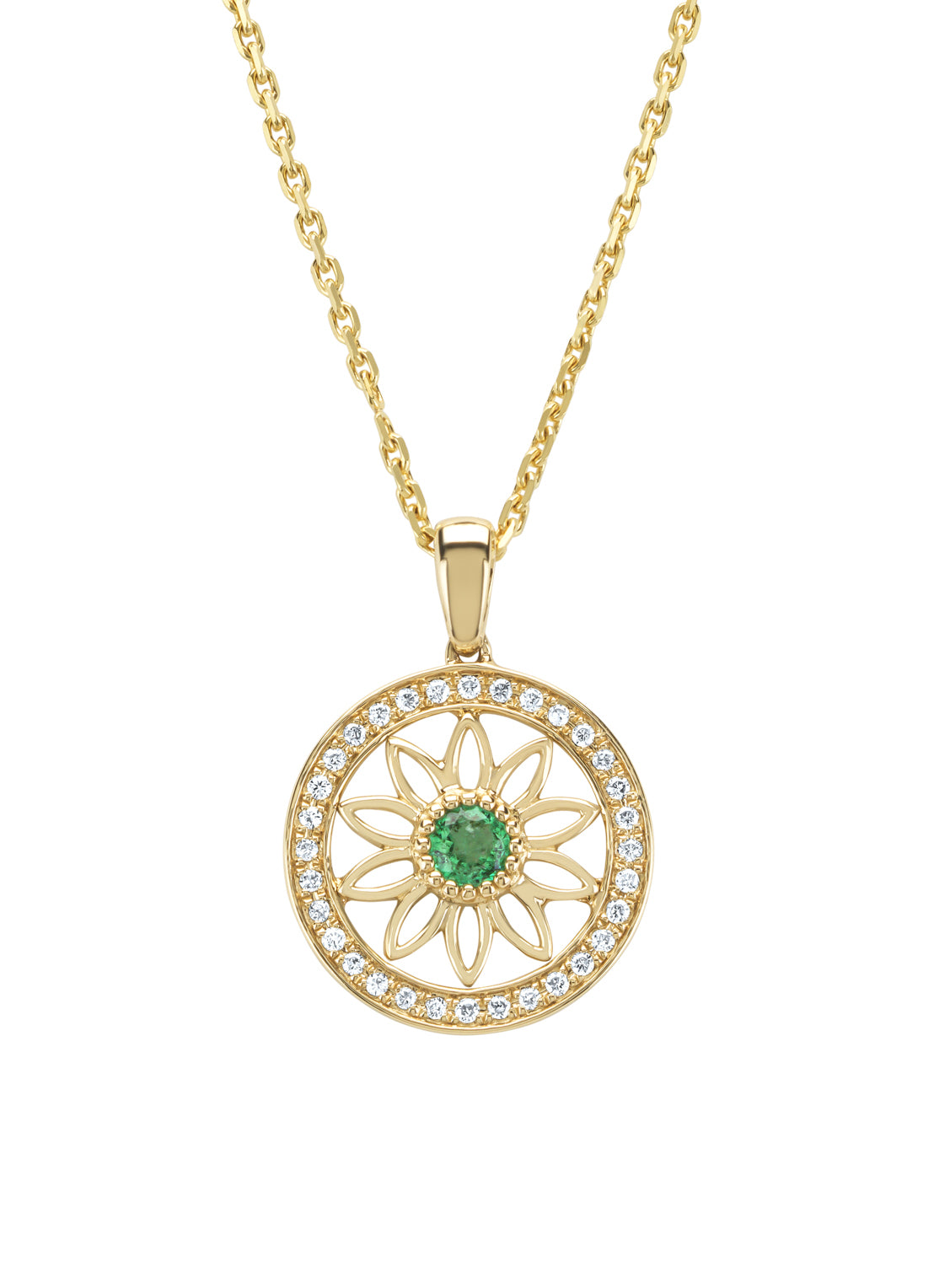 Birthstones yellow gold pendant emerald (May)