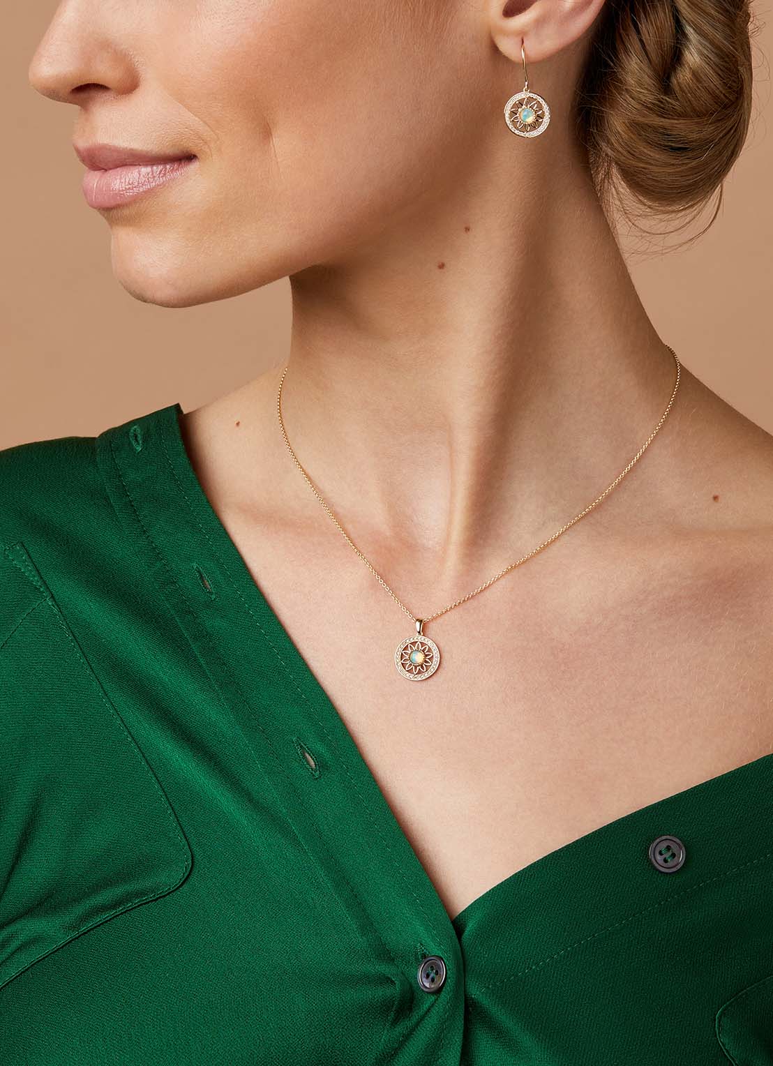 Birthstones Geel gold pendant opal (October)