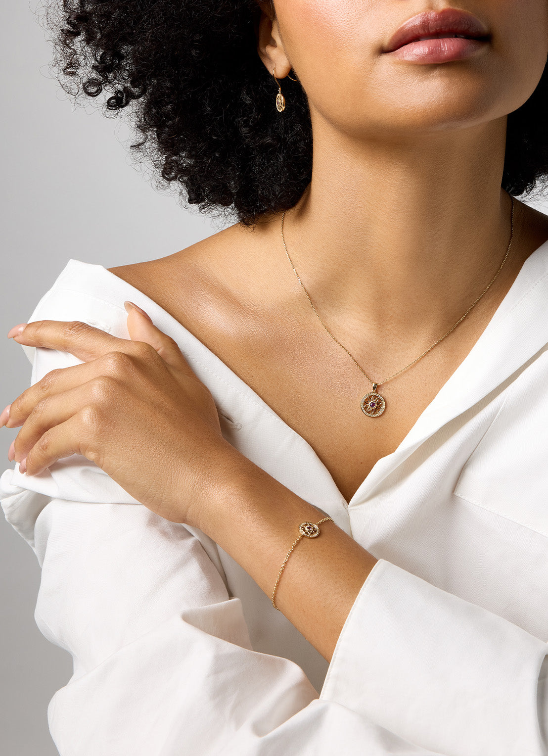 Birthstones Yellow gold earrings Purple Amethist (February)