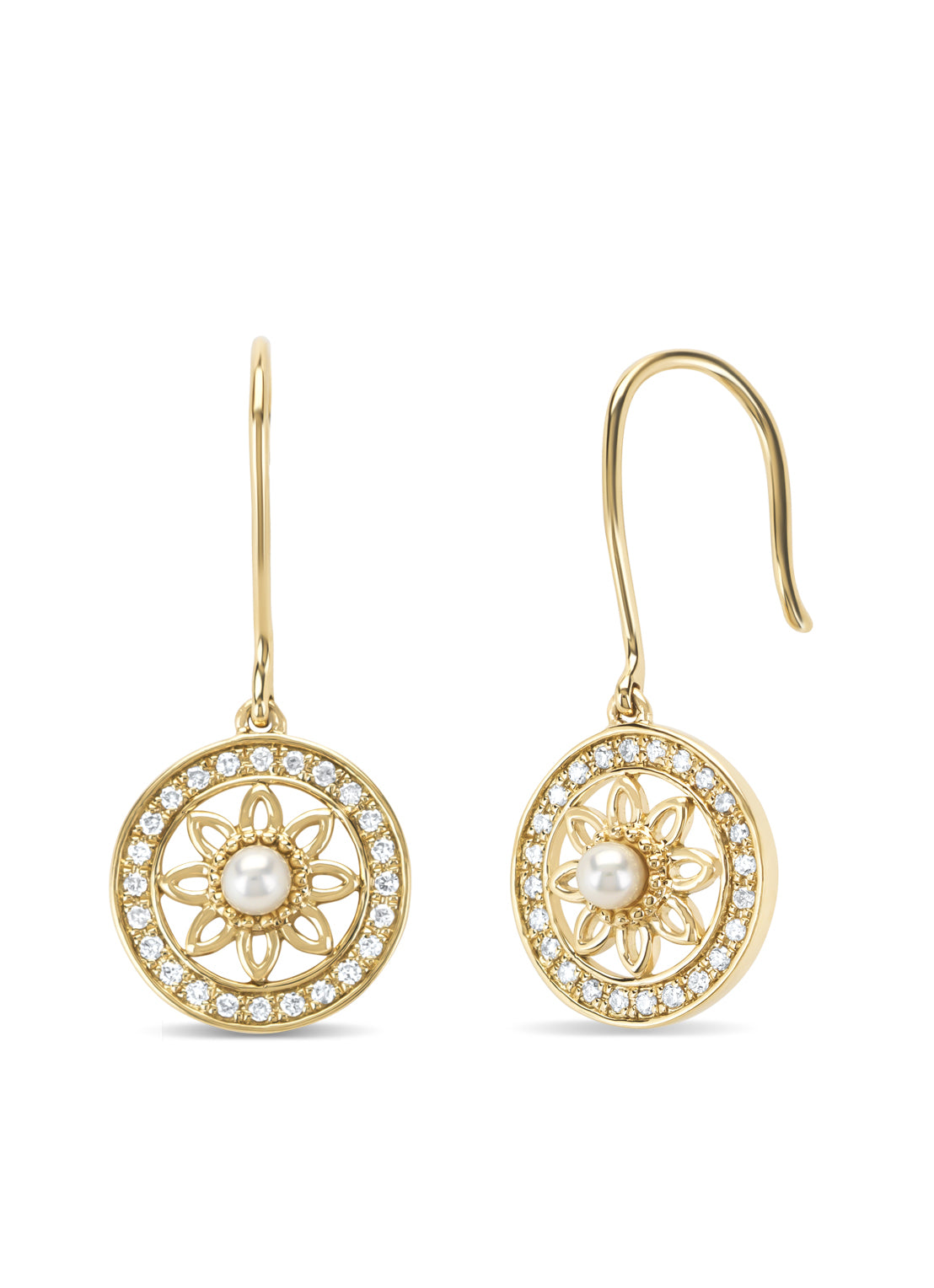 Birthstones geelgouden pareloorsieraden (Juni)