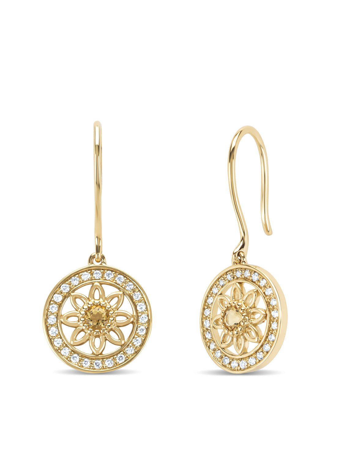 Birthstones yellow gold citrine earrings (November)