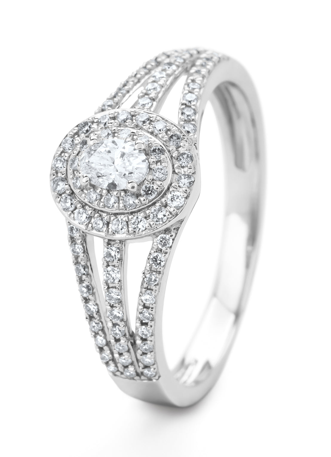Witgouden ring, 0.38 ct diamant, Petite Romance