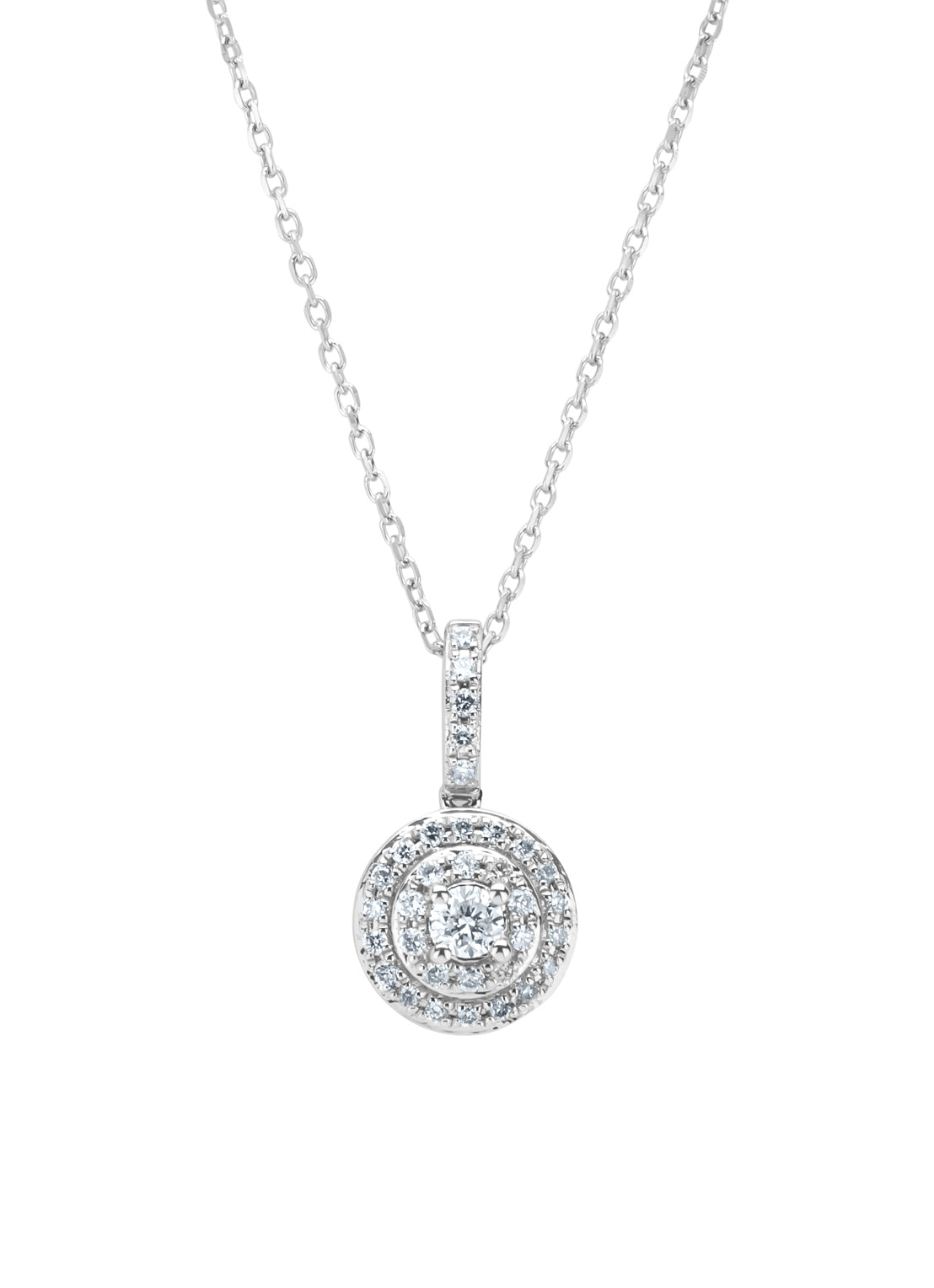 White gold Necklace, 0.19 CT Diamant, Petite Romance