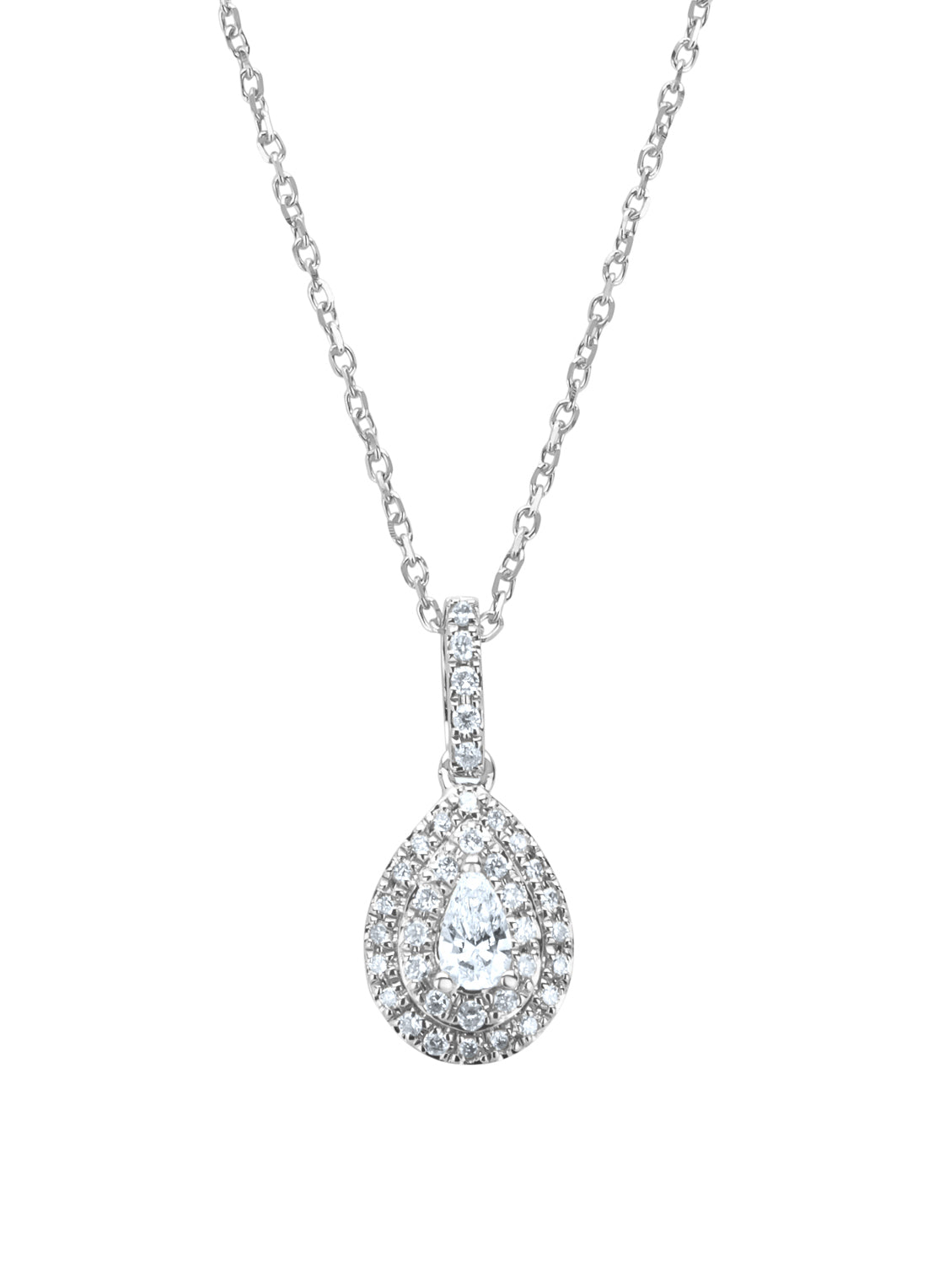 White gold Necklace, 0.22 CT Diamant, Petite Romance