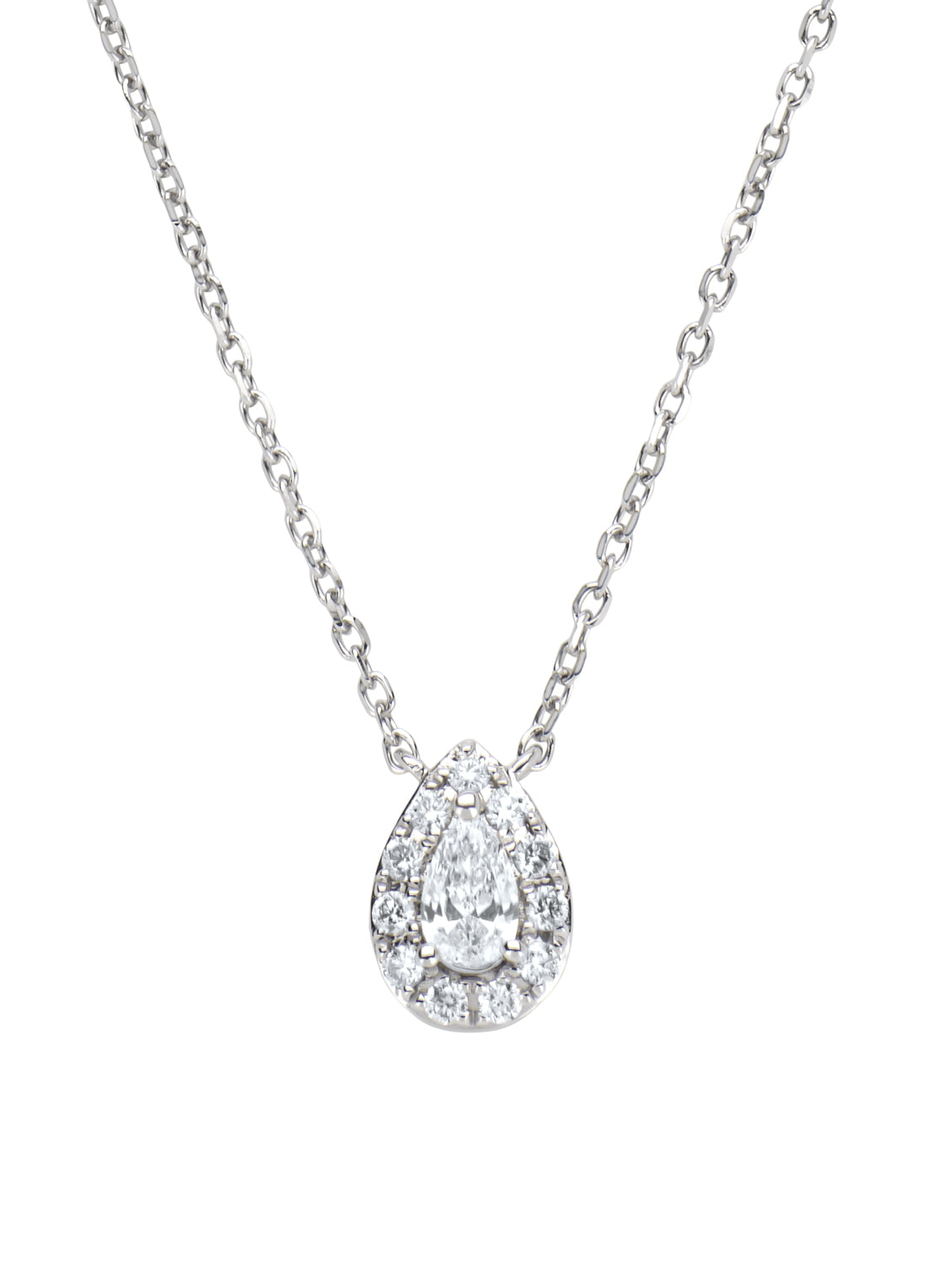 Witgouden collier, 0.19 ct diamant, Petite Romance