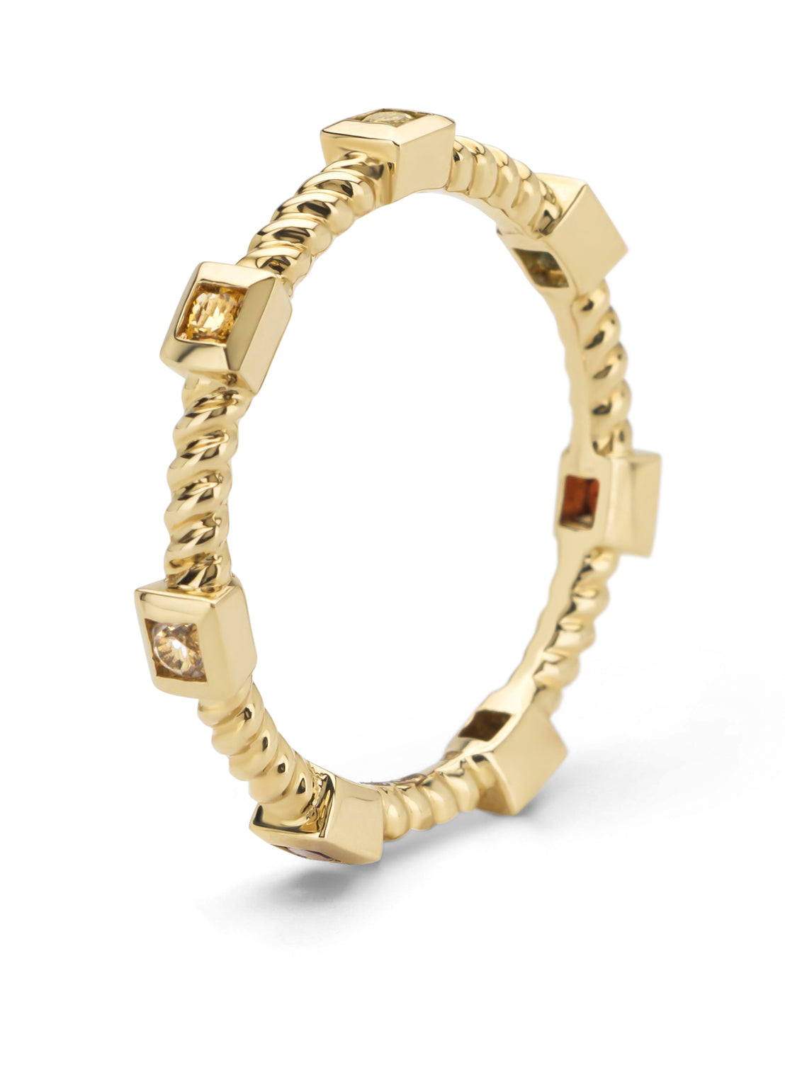 Yellow gold ring, 0.04 ct citrine, Ensemble