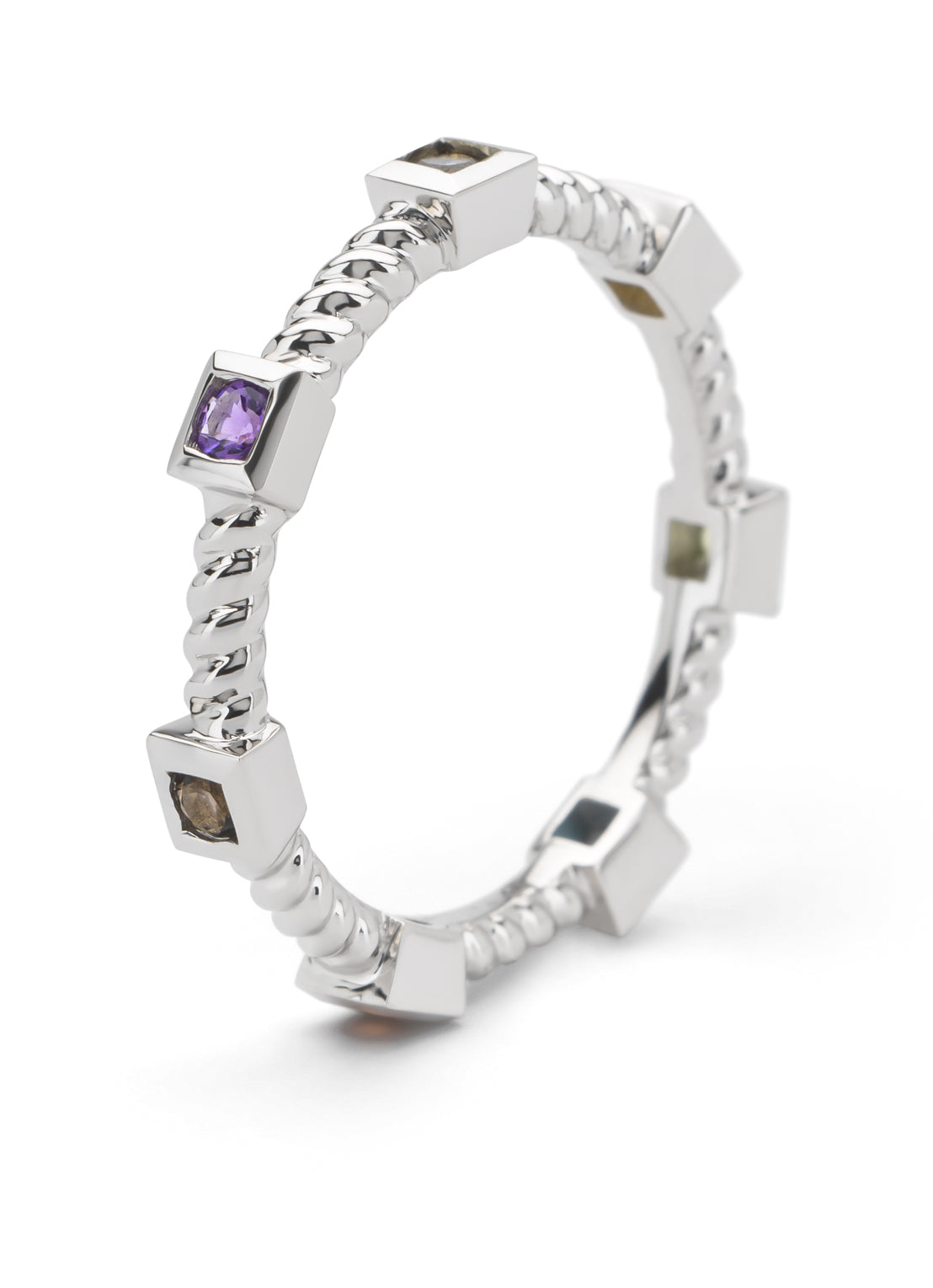 White gold ring, 0.04 ct rose quartz, Ensemble