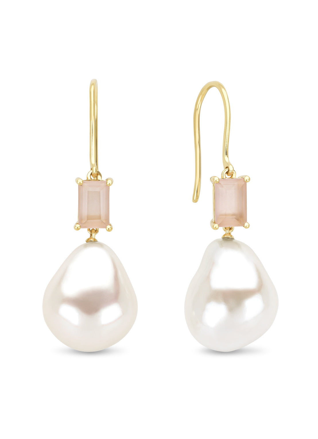 Geelgouden oorsieraden, 1.23 ct rozenkwarts, Rivièra