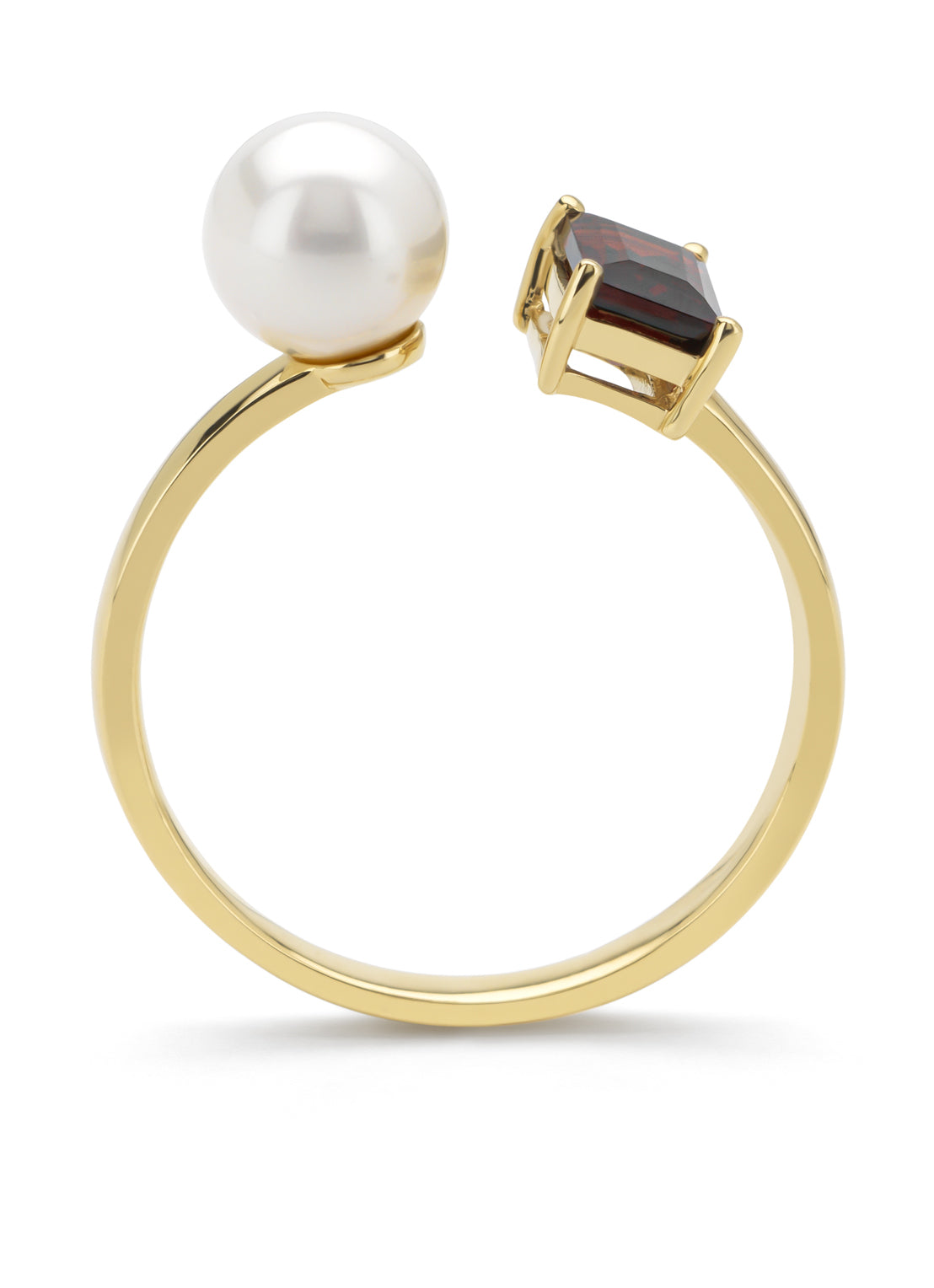 Yellow gold ring, 0.81 ct grenade, rivièra
