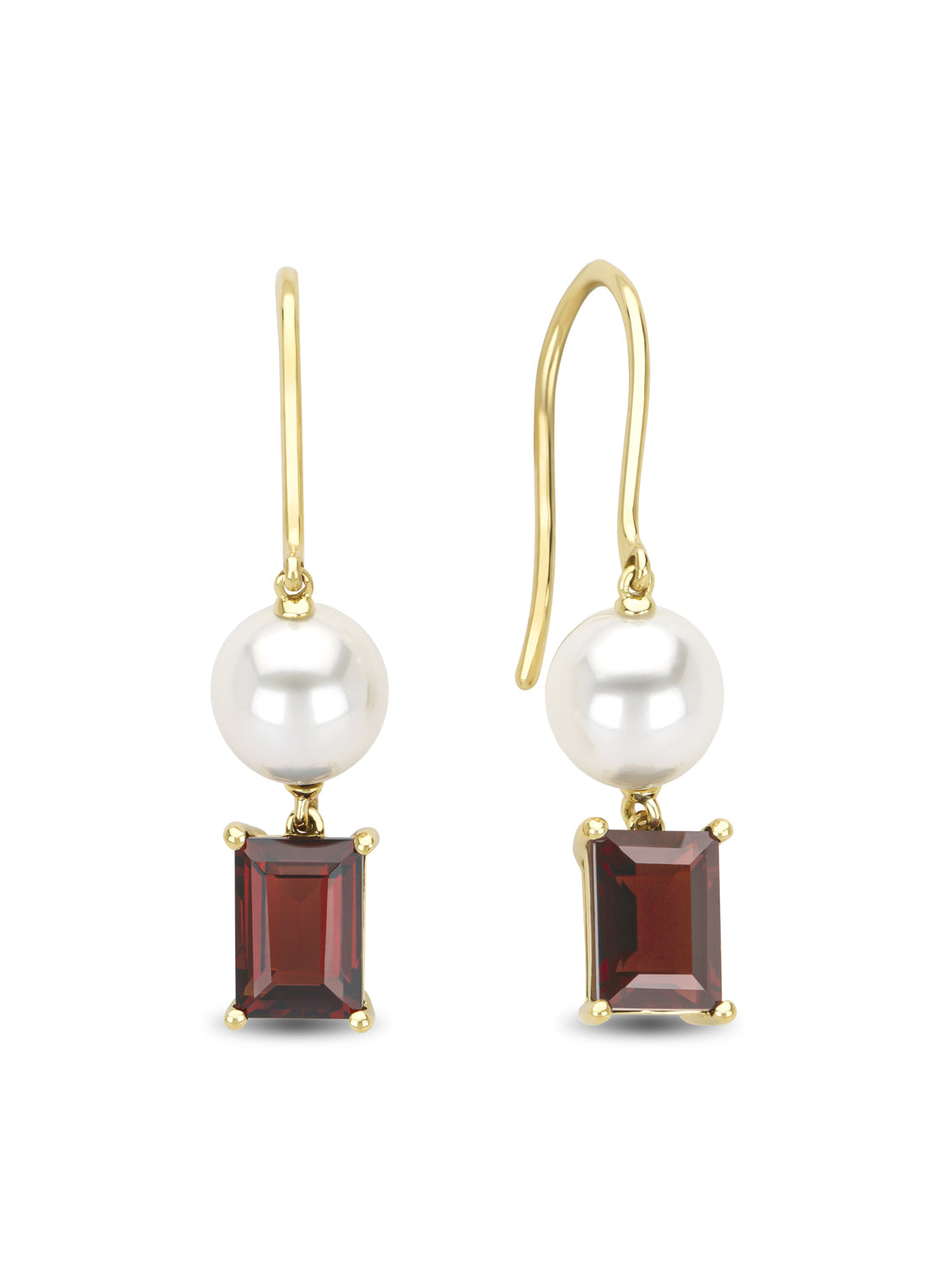 Yellow gold ear jewelry, 2.89 ct grenade, rivièra