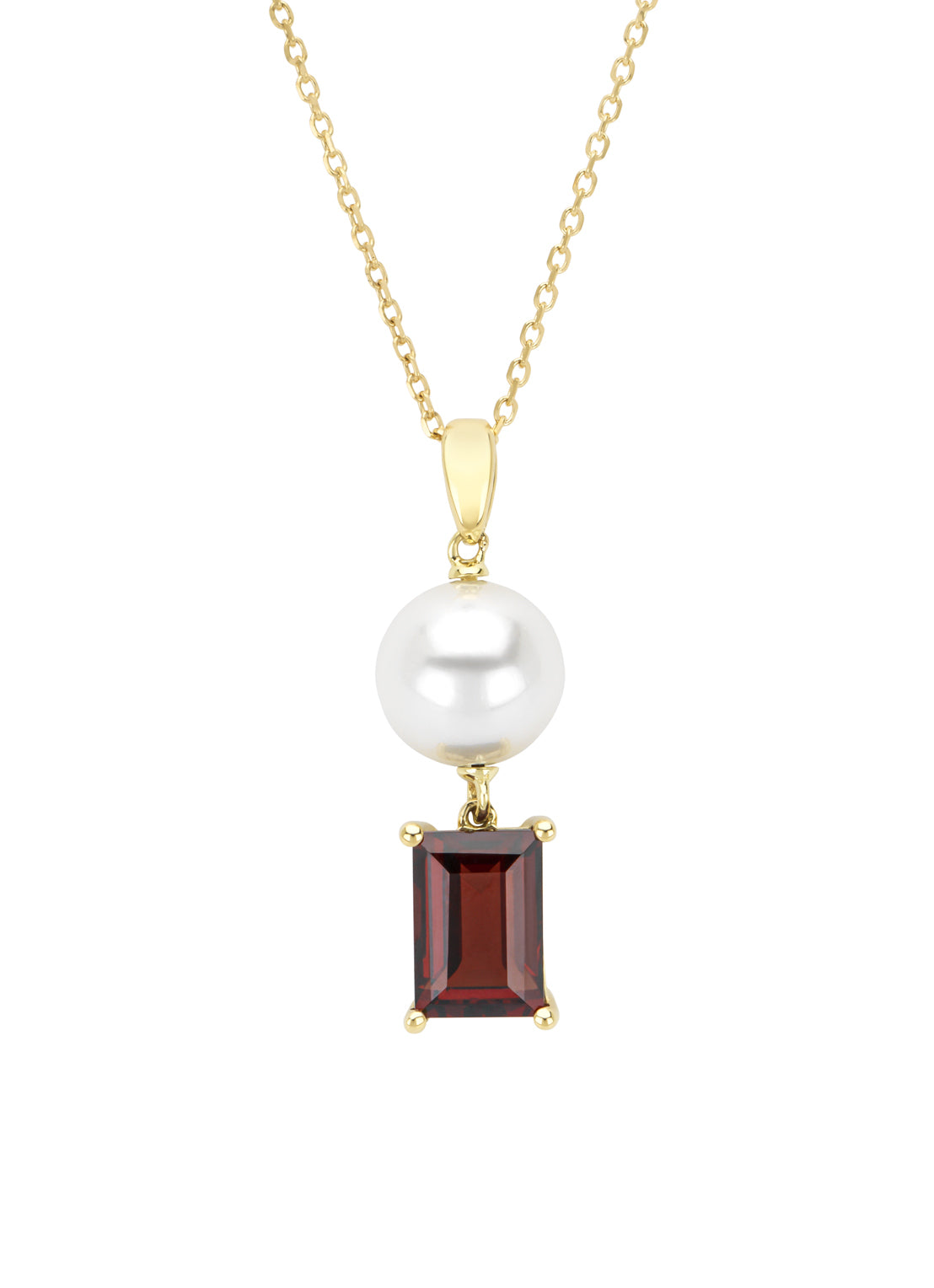 Yellow gold pendant with necklace, 2.68 ct grenade, Rivièra