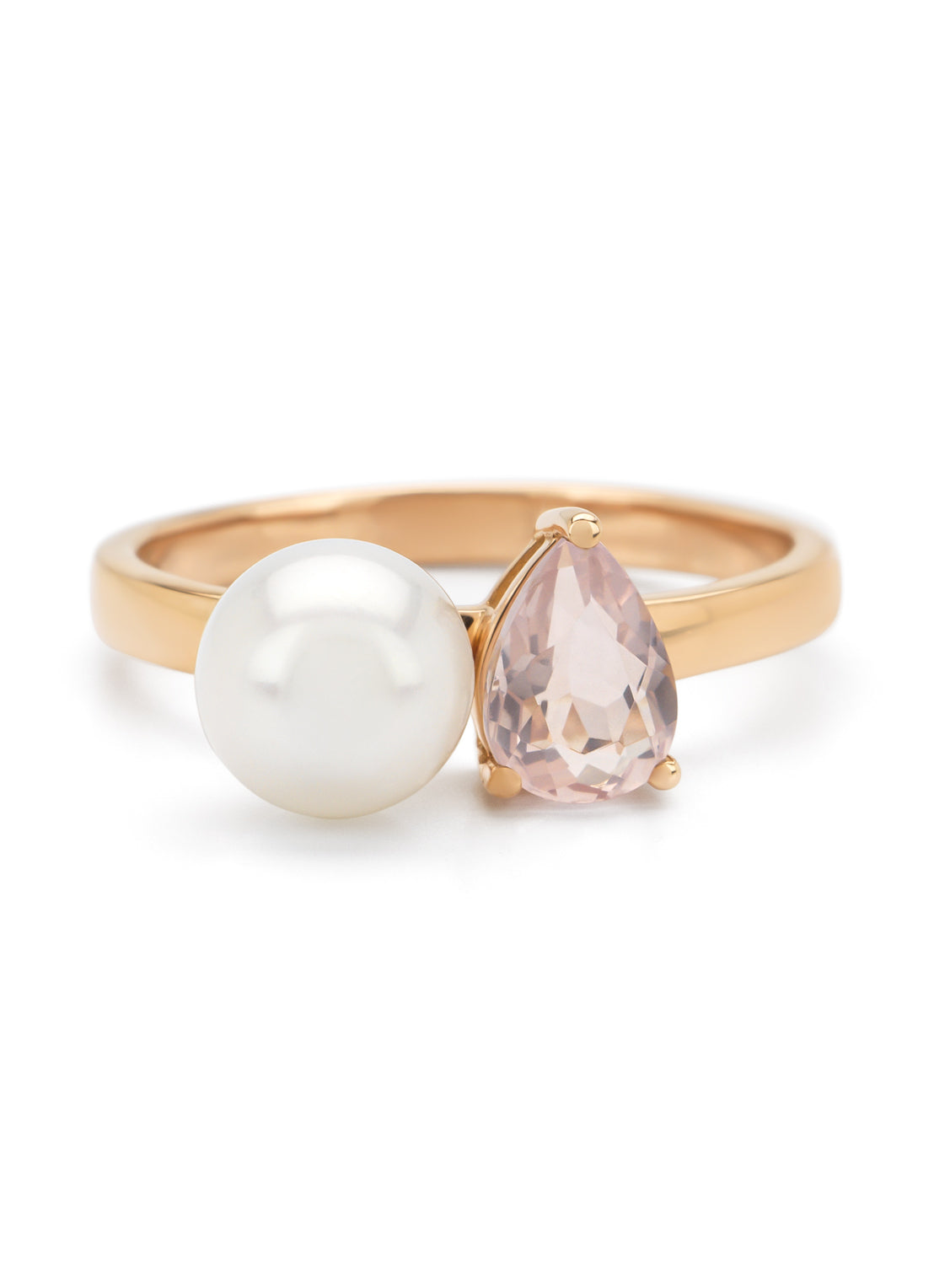 Roségouden ring, 0.72 ct rozenkwarts, Rivièra