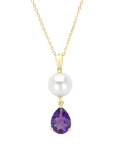 Yellow gold pendant with necklace, 0.82 ct purple amethyst, Rivièra