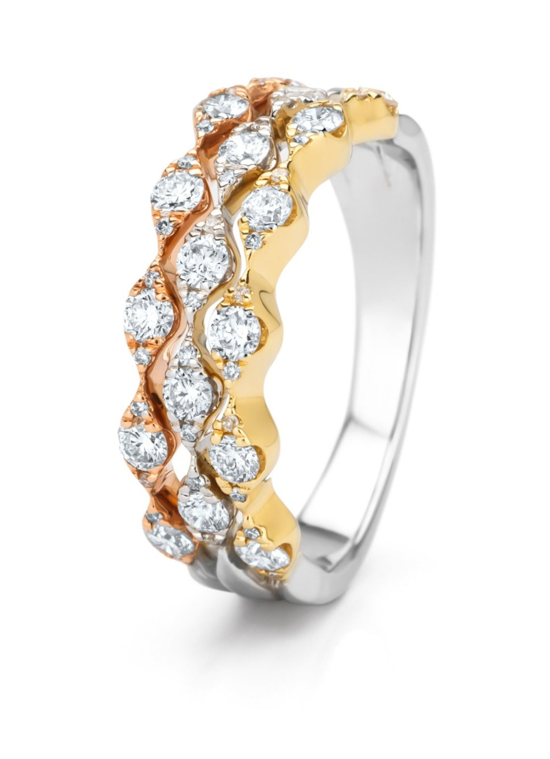 Gold ring, 0.75 ct diamond, Caviar