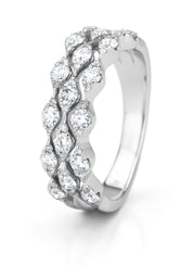 Witgouden ring, 0.75 ct diamant, Caviar