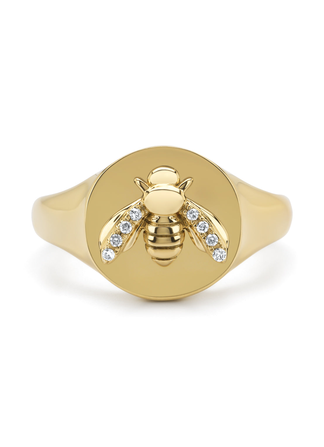 Geelgouden ring, 0.03 ct diamant, Queen Bee