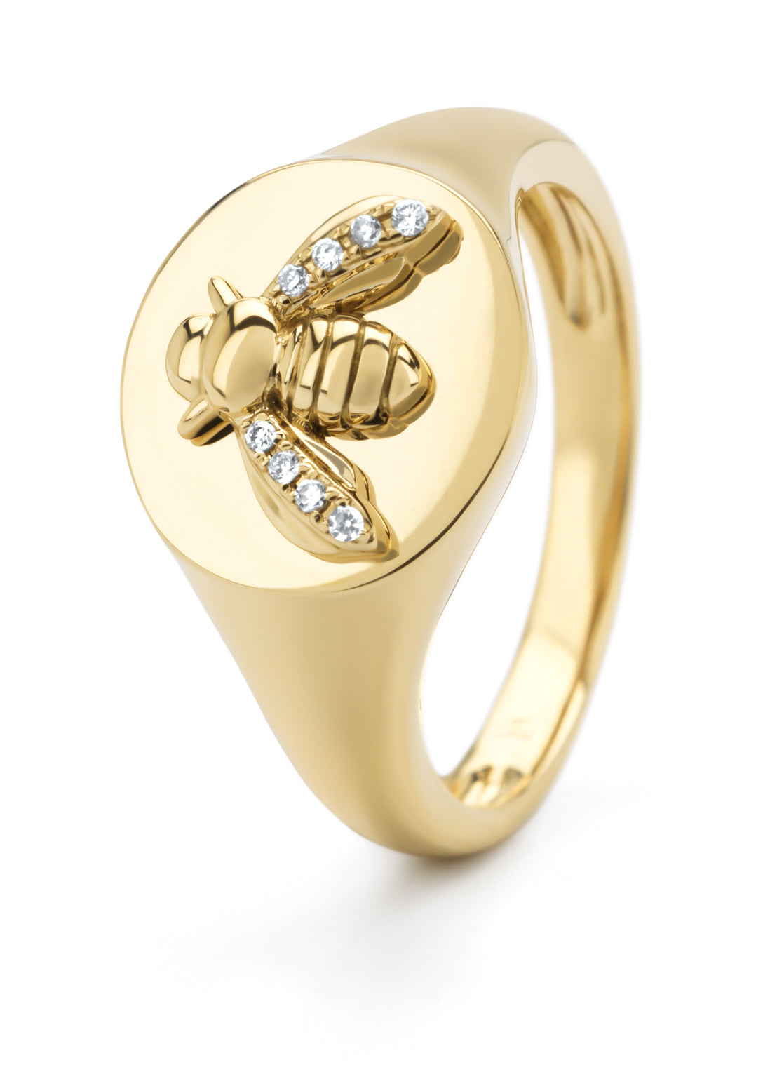 Geelgouden ring, 0.03 ct diamant, Queen Bee