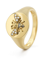 Geelgouden ring, 0.03 ct diamant, Queen Bee