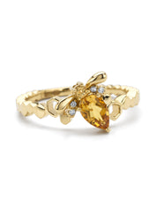 Yellow gold ring, 0.44 CT Citrien, Queen Bee