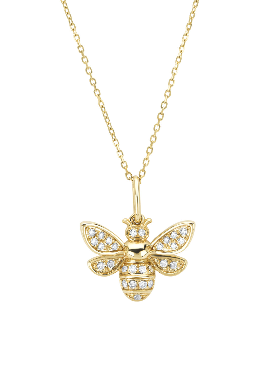 Geelgouden collier, 0.12 ct diamant, Queen Bee
