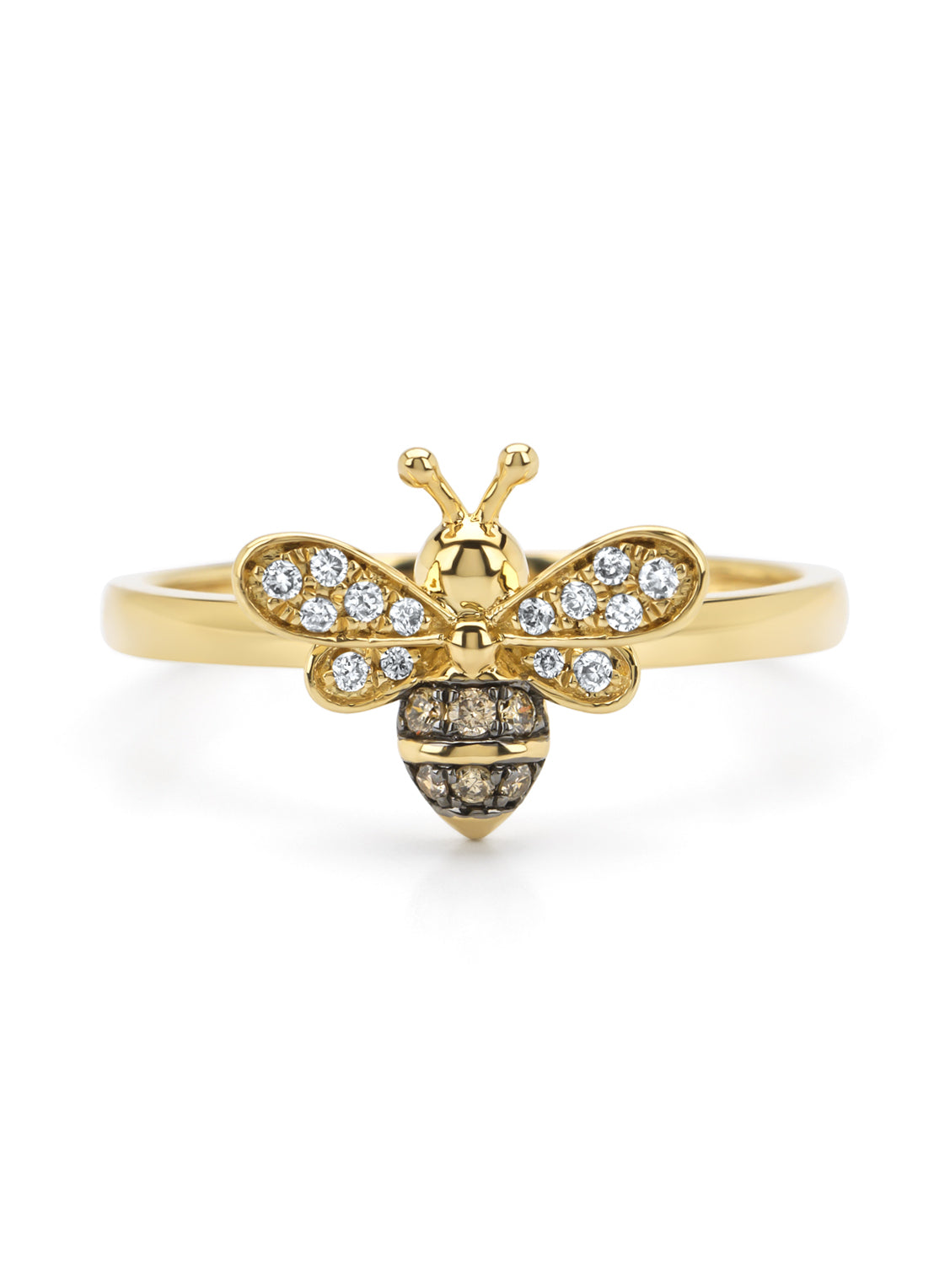 Yellow gold ring, 0.11 CT Diamant, Queen Bee