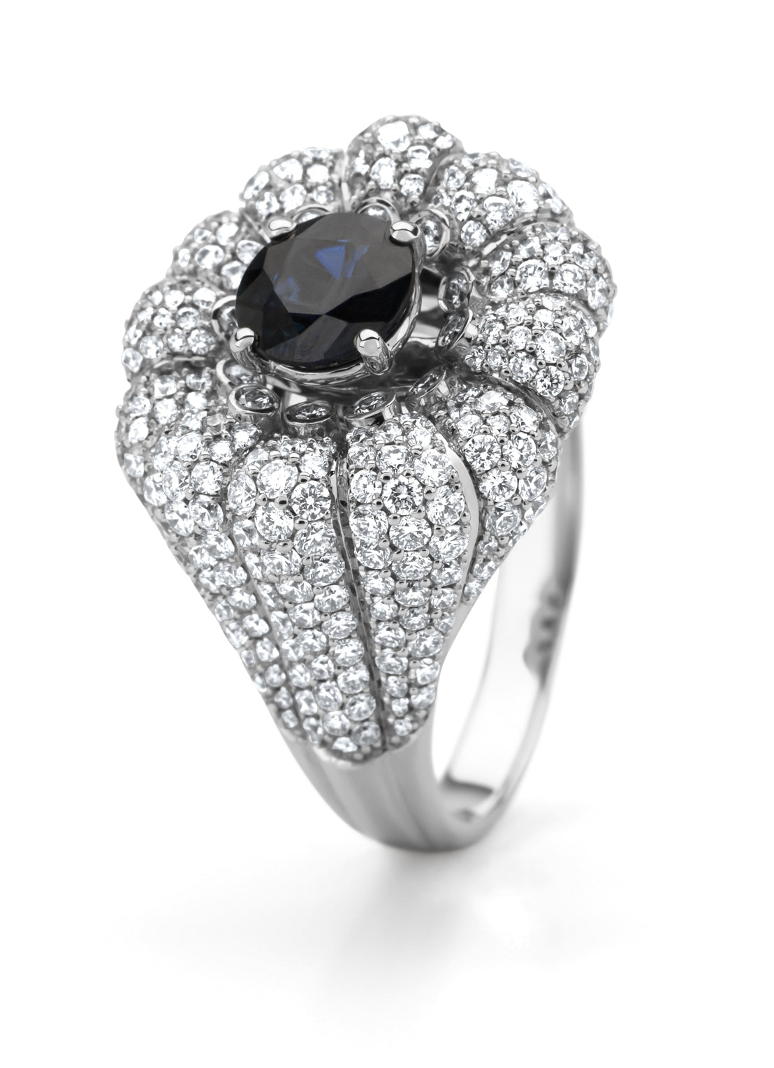 Witgouden ring, 1.06 ct blauwe saffier, Gallery