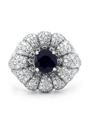 White gold ring, 1.06 ct blue sapphire, gallery