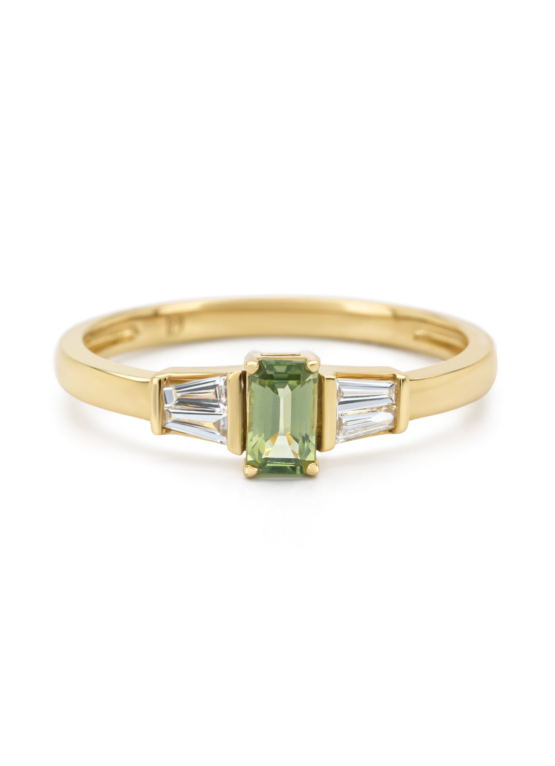 Yellow gold ring, 0.37 ct Groene Sapphire, Eden