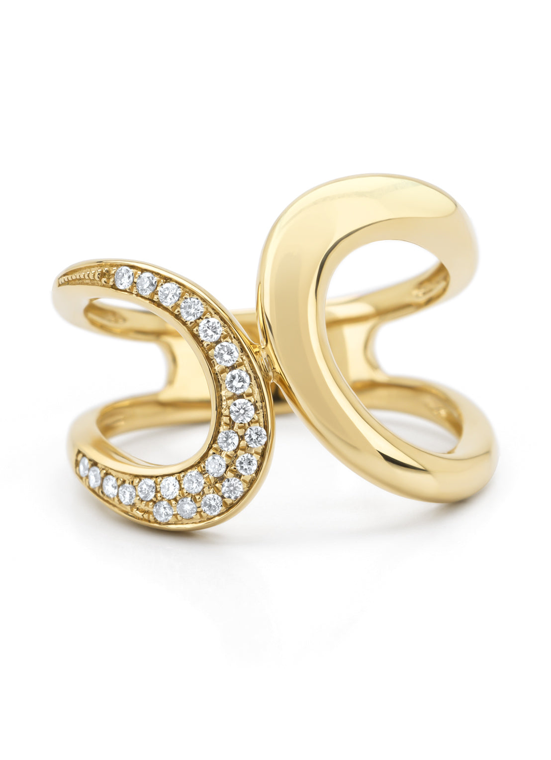 Geelgouden ring, 0.12 ct diamant, Like a star