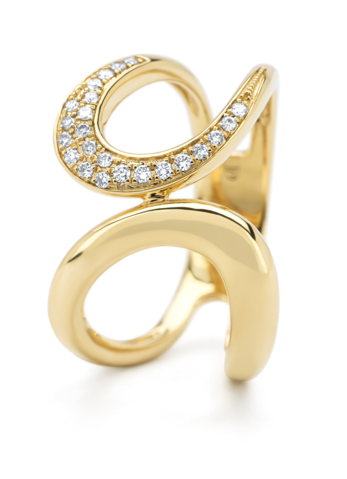 Yellow gold ring, 0.12 ct diamond, like a star