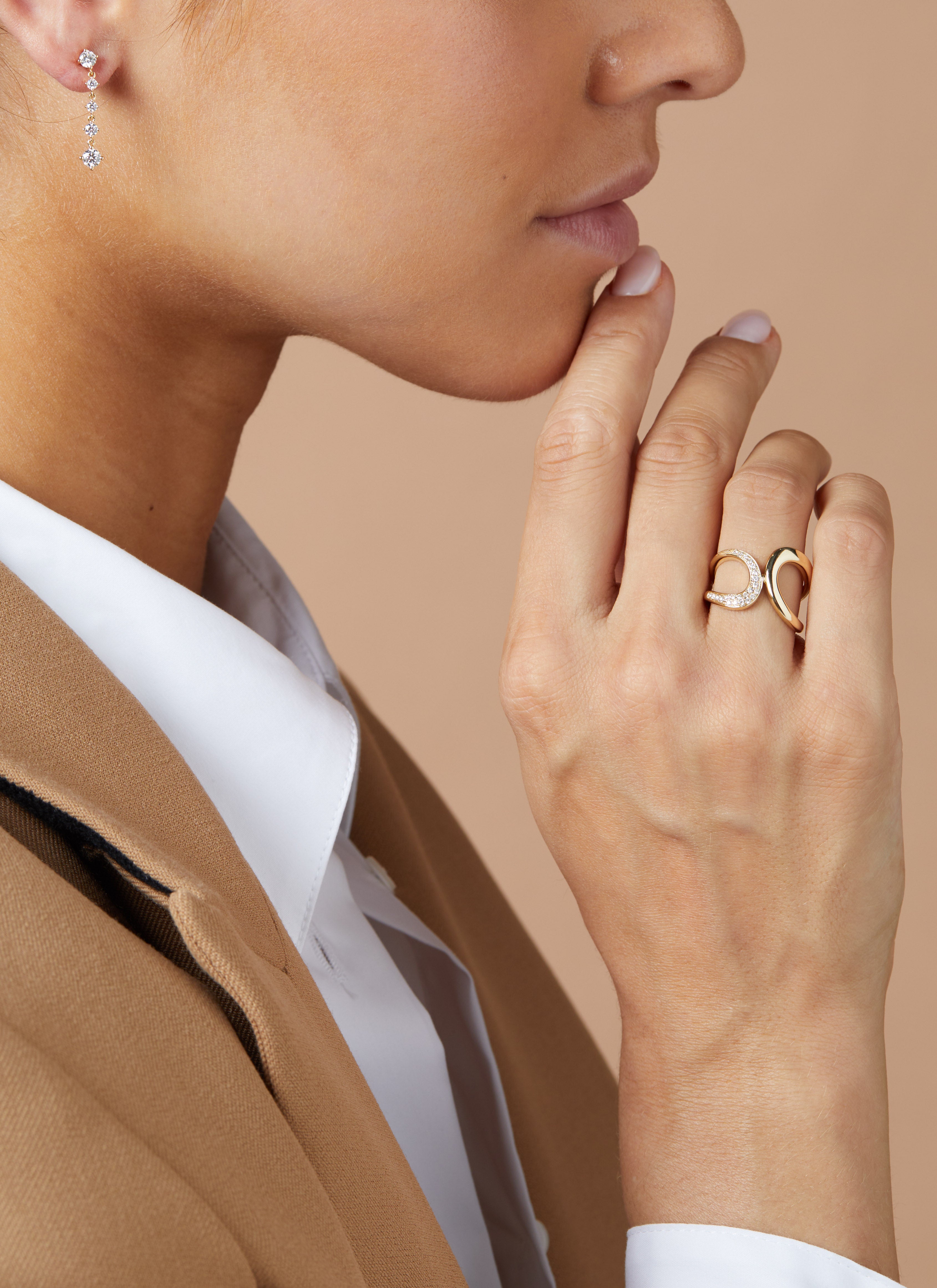 Geelgouden ring, 0.12 ct diamant, Like a star